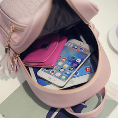 Female Preppy Style Small Backpack School Travel Pack Women Backpack PU Leather