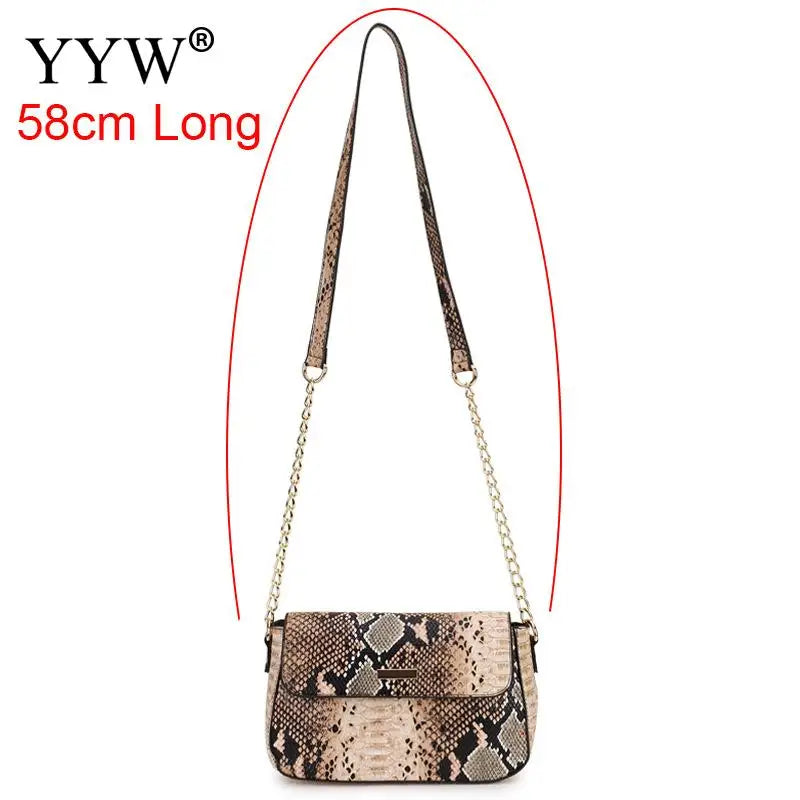 Women's Snake Print Crossbody Bag Square Messenger Purse with Chain