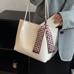 Female Pure Shopper Bag Soft Leather Tote Bag Stylish Handbags