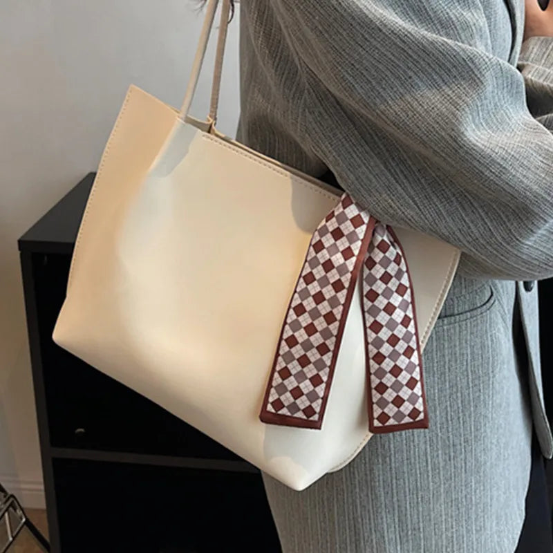 Female Pure Shopper Bag Soft Leather Tote Bag Stylish Handbags