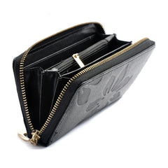 Women Leather Wallet Zip Flower Lady Long Purse Handbag