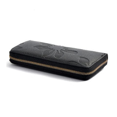 Women Leather Wallet Zip Flower Lady Long Purse Handbag