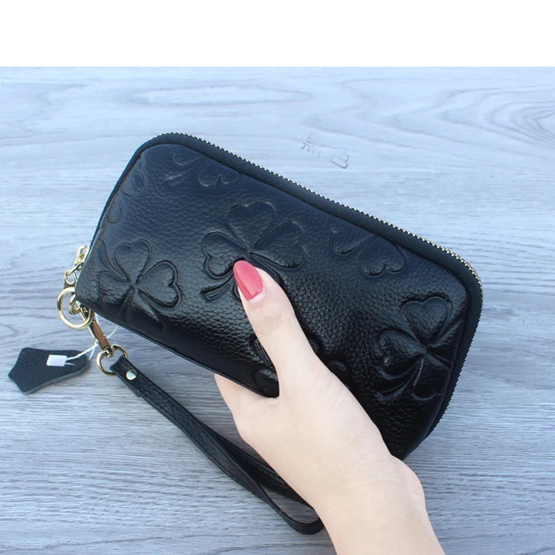 Female Real Cowhide Leather Cosmetic bag Women clutch bag Mobile Phone bag
