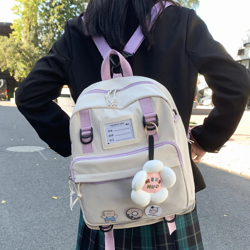 Transparent Female School Bag with Pocket, Multifunction Women Backpack