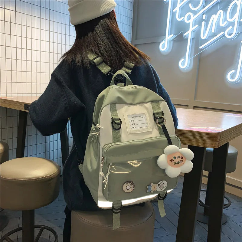 Transparent Female School Bag with Pocket, Multifunction Women Backpack