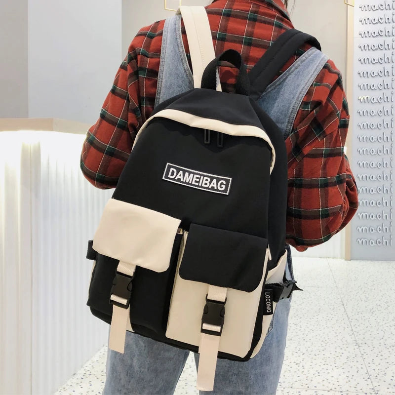Nylon School Shoulder Bag Teen Girls Backpack Waterproof Women Schoolbag