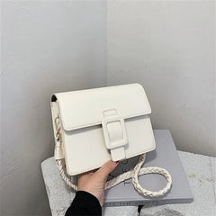 Women's Shoulder Bag Lock Twist Braid Square Bag