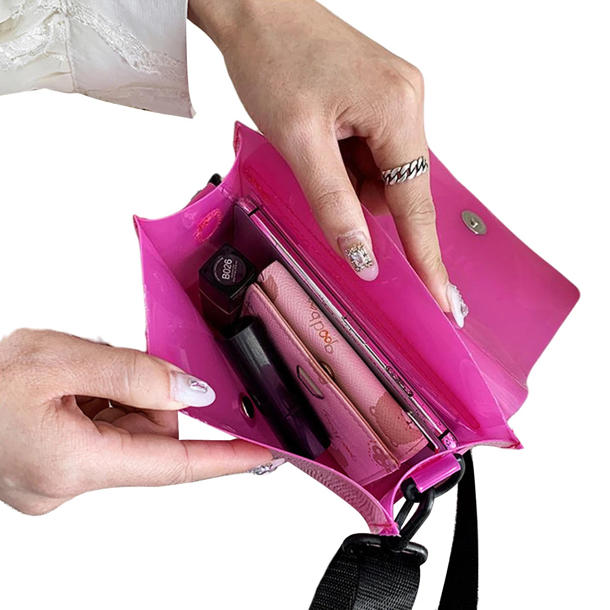 Letter Print PVC Crossbody Bag for Women