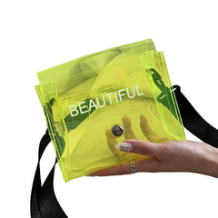 Letter Print PVC Crossbody Bag for Women