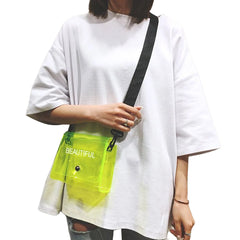 Letter Print PVC Crossbody Bag for Women