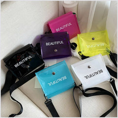Letter Print PVC Crossbody Bag for Women