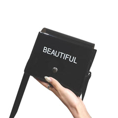 Letter Print PVC Crossbody Bag for Women