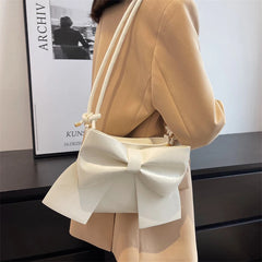 Women's Solid Bowknot Tote Handbag White/Blue/Black