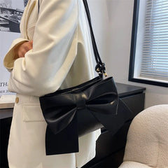 Women's Solid Bowknot Tote Handbag White/Blue/Black