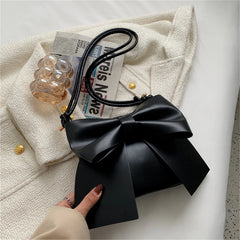 Women's Solid Bowknot Tote Handbag White/Blue/Black
