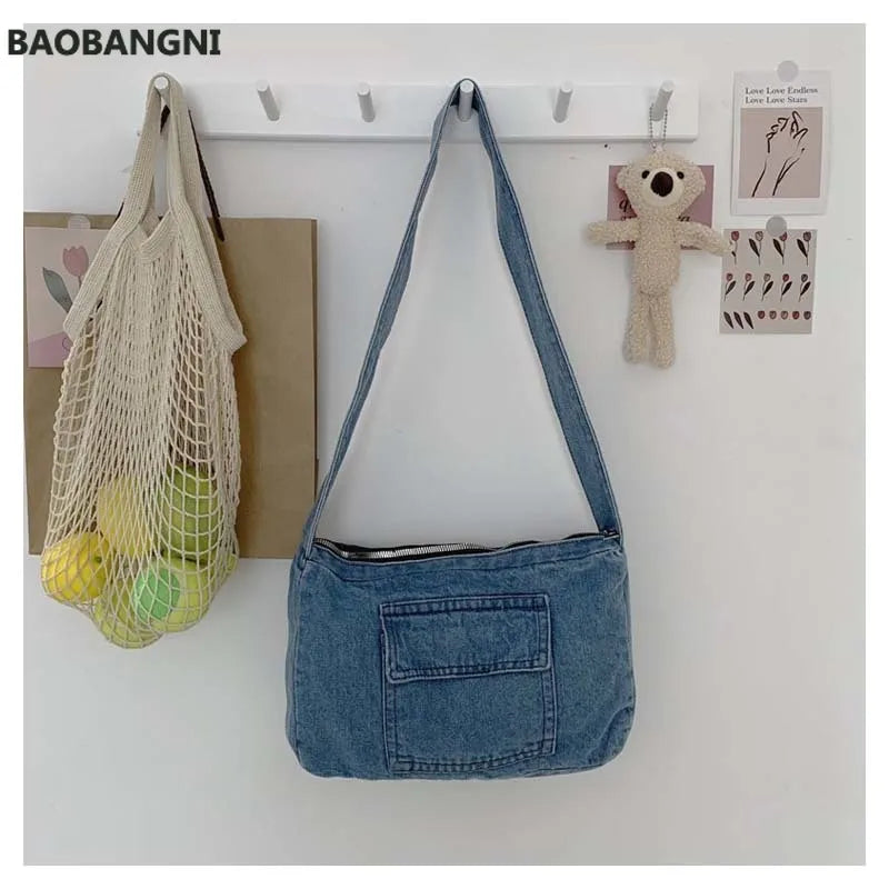 Female Shoulder Bag Summer Cowboy Crossbody Bags Multifunction Tote Bags Women B