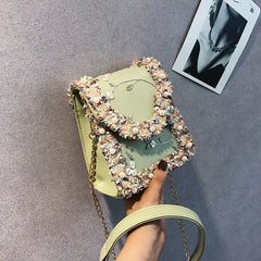 Flower Lace PU Leather Shoulder Bag for Women