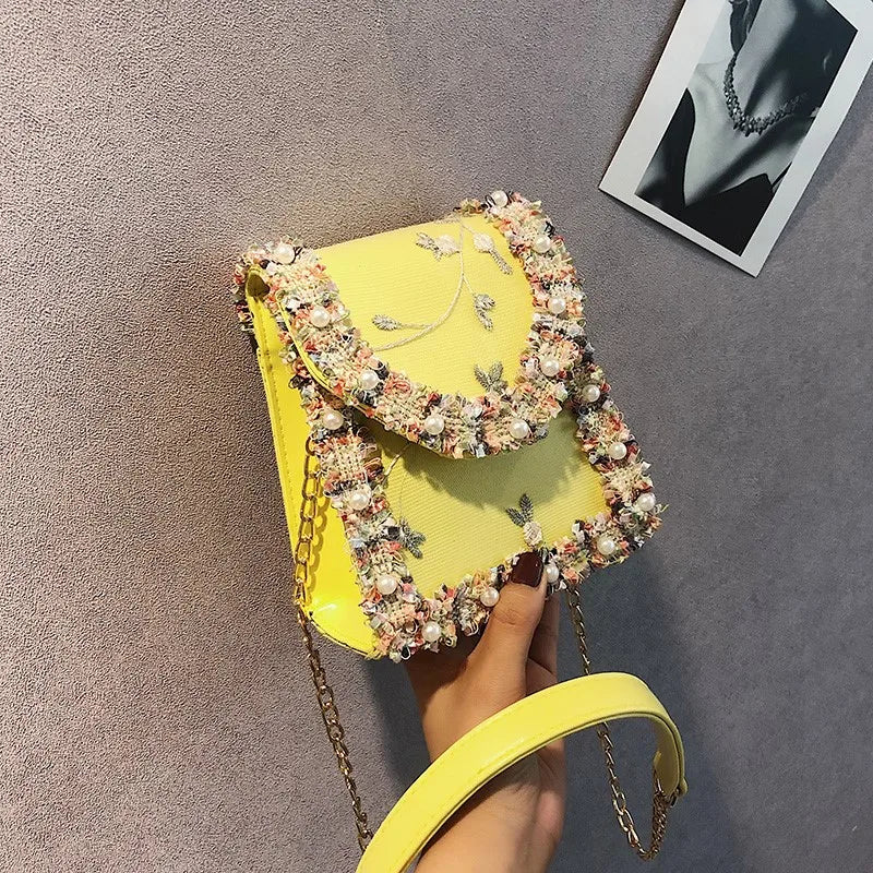 Flower Lace PU Leather Shoulder Bag for Women
