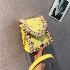 Flower Lace PU Leather Shoulder Bag for Women