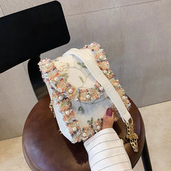 Flower Lace PU Leather Shoulder Bag for Women