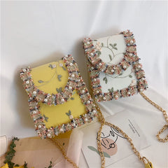 Flower Lace PU Leather Shoulder Bag for Women