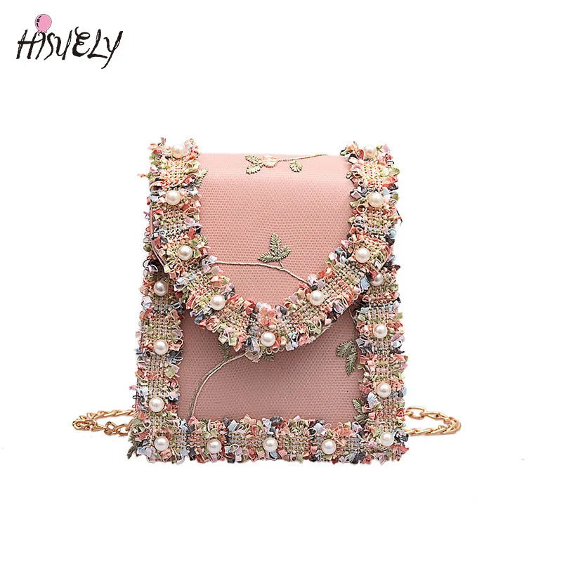 Flower Lace PU Leather Shoulder Bag for Women