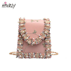 Flower Lace PU Leather Shoulder Bag for Women