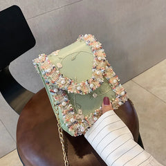 Flower Lace PU Leather Shoulder Bag for Women