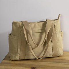 Large Women Canvas Tote Bag With Zipper Big Fabric Cloth Tote Bags For Women