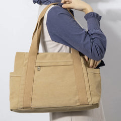 Large Women Canvas Tote Bag With Zipper Big Fabric Cloth Tote Bags For Women