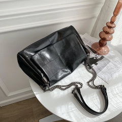 Leather Chain Shoulder Bag Women Messenger Tote Vagrant Retro Large Capacity