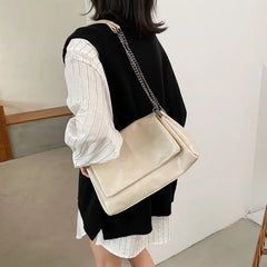 Leather Chain Shoulder Bag Women Messenger Tote Vagrant Retro Large Capacity