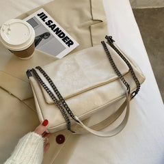 Leather Chain Shoulder Bag Women Messenger Tote Vagrant Retro Large Capacity