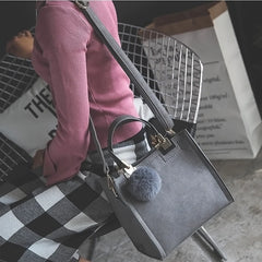 Women's Crossbody Handbag Travel Shoulder Bag with Hairball