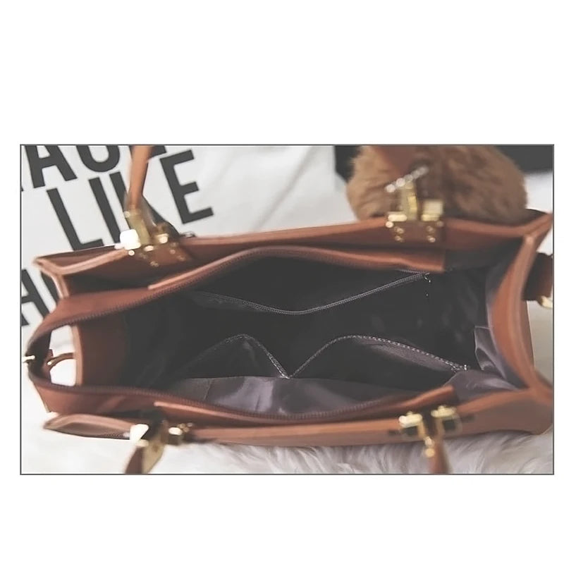 Women's Crossbody Handbag Travel Shoulder Bag with Hairball