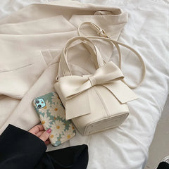 Female Small Bucket Bag All-match Bow Purses and Handbags