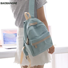 Small Fresh Canvas Backpack Women Solid School Backpacks Travel Shoulder Bags