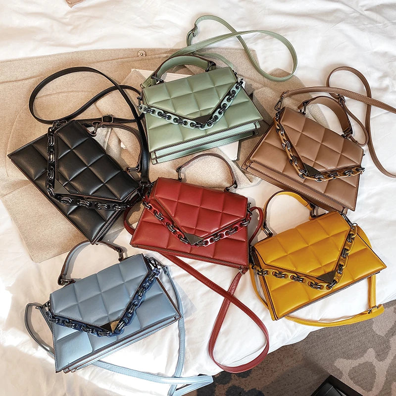Small Square Bag Tote PU Leather Women's Handbags Solid Shoulder Bags for Women