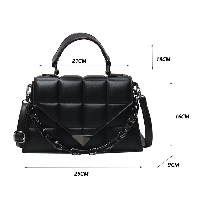Small Square Bag Tote PU Leather Women's Handbags Solid Shoulder Bags for Women