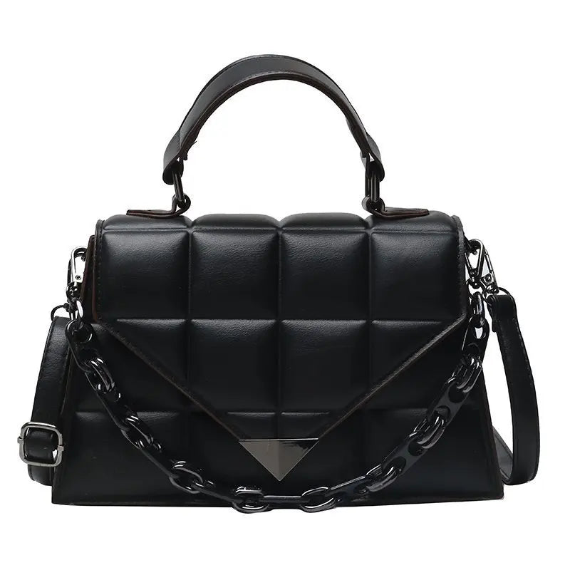 Small Square Bag Tote Women's Handbags Leather Solid Shoulder Crossbody Bags