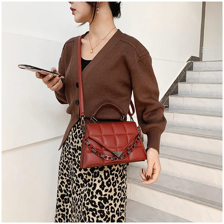 Small Square Bag Tote Women's Handbags Leather Solid Shoulder Crossbody Bags