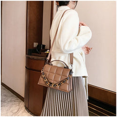 Small Square Bag Tote Women's Handbags Leather Solid Shoulder Crossbody Bags