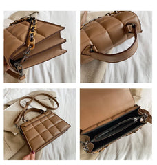 Small Square Bag Tote Women's Handbags Leather Solid Shoulder Crossbody Bags
