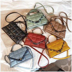 Small Square Bag Tote Women's Handbags Leather Solid Shoulder Crossbody Bags