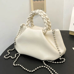 Women Clouds Shoulder Bag Soft Leather Chain Crossbody Bag