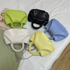 Women Clouds Shoulder Bag Soft Leather Chain Crossbody Bag