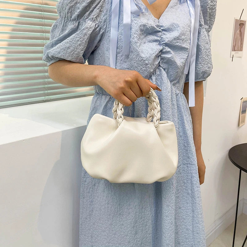 Women Clouds Shoulder Bag Soft Leather Chain Crossbody Bag