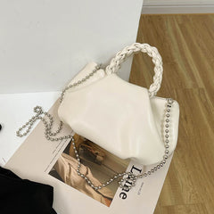 Women Clouds Shoulder Bag Soft Leather Chain Crossbody Bag