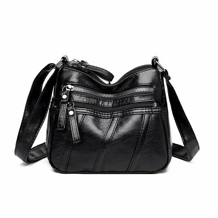 Women's Soft PU Leather Shoulder Bag Multi-Pocket Crossbody Bag