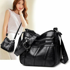 Women's Soft PU Leather Shoulder Bag Multi-Pocket Crossbody Bag